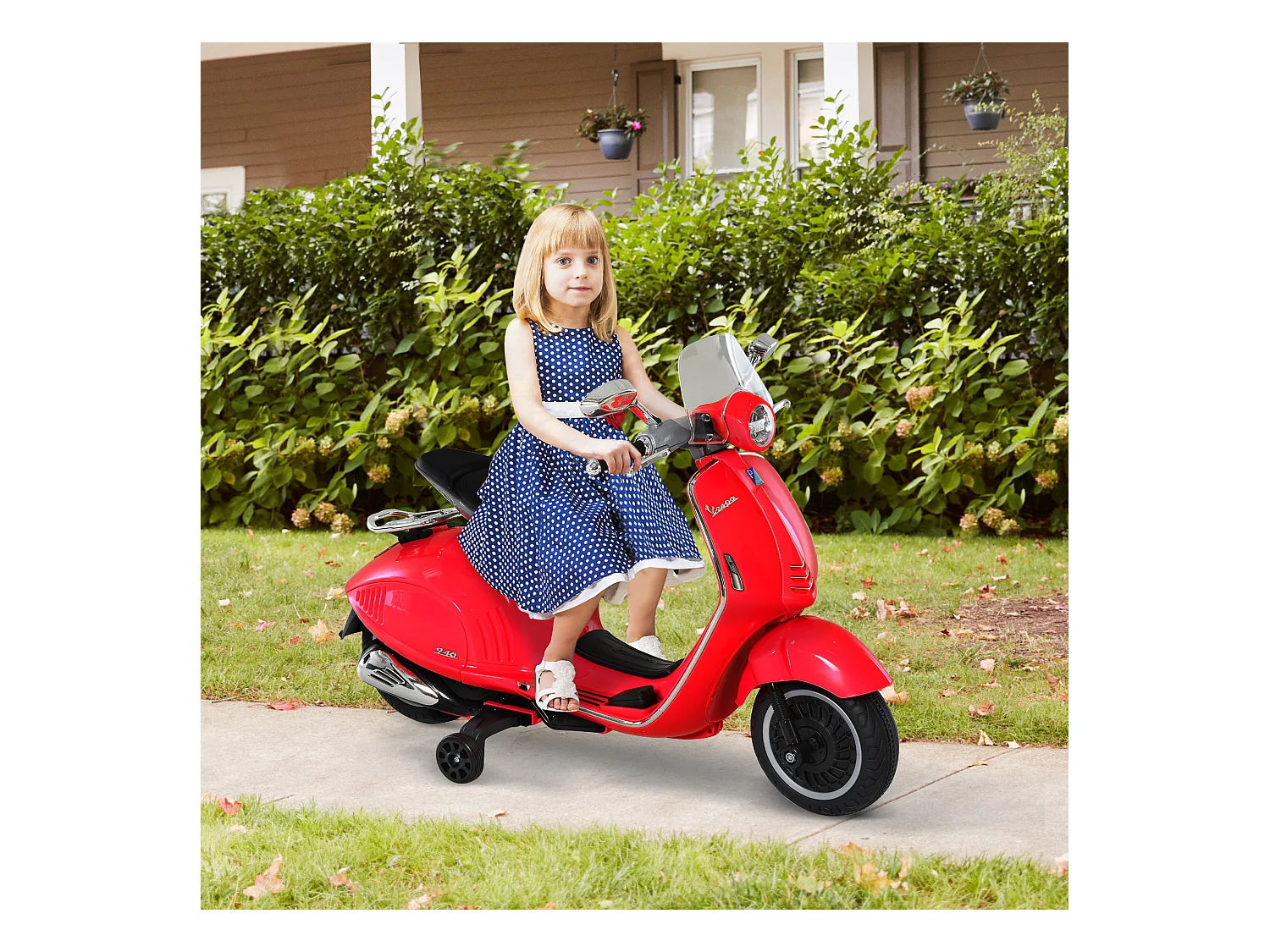 Moto elettrica per bambini con rotelle luci e suoni rossa