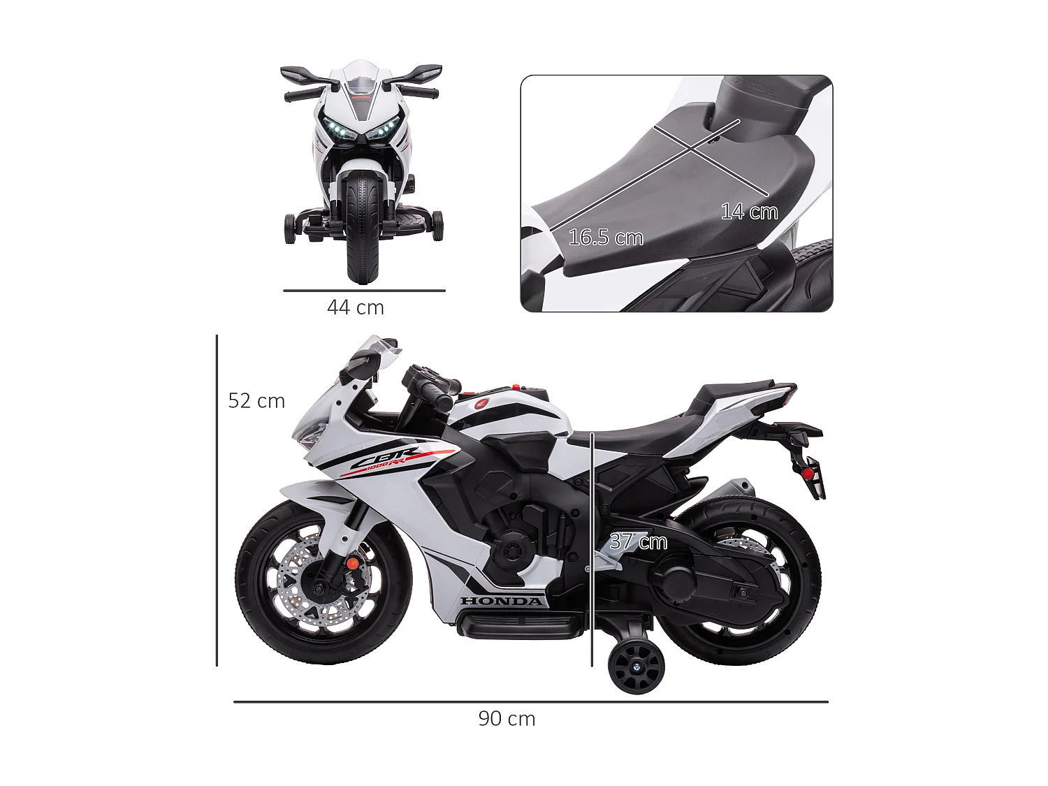 Moto elettrica per bambini con licenza honda 6v velocità 3km/h bianco