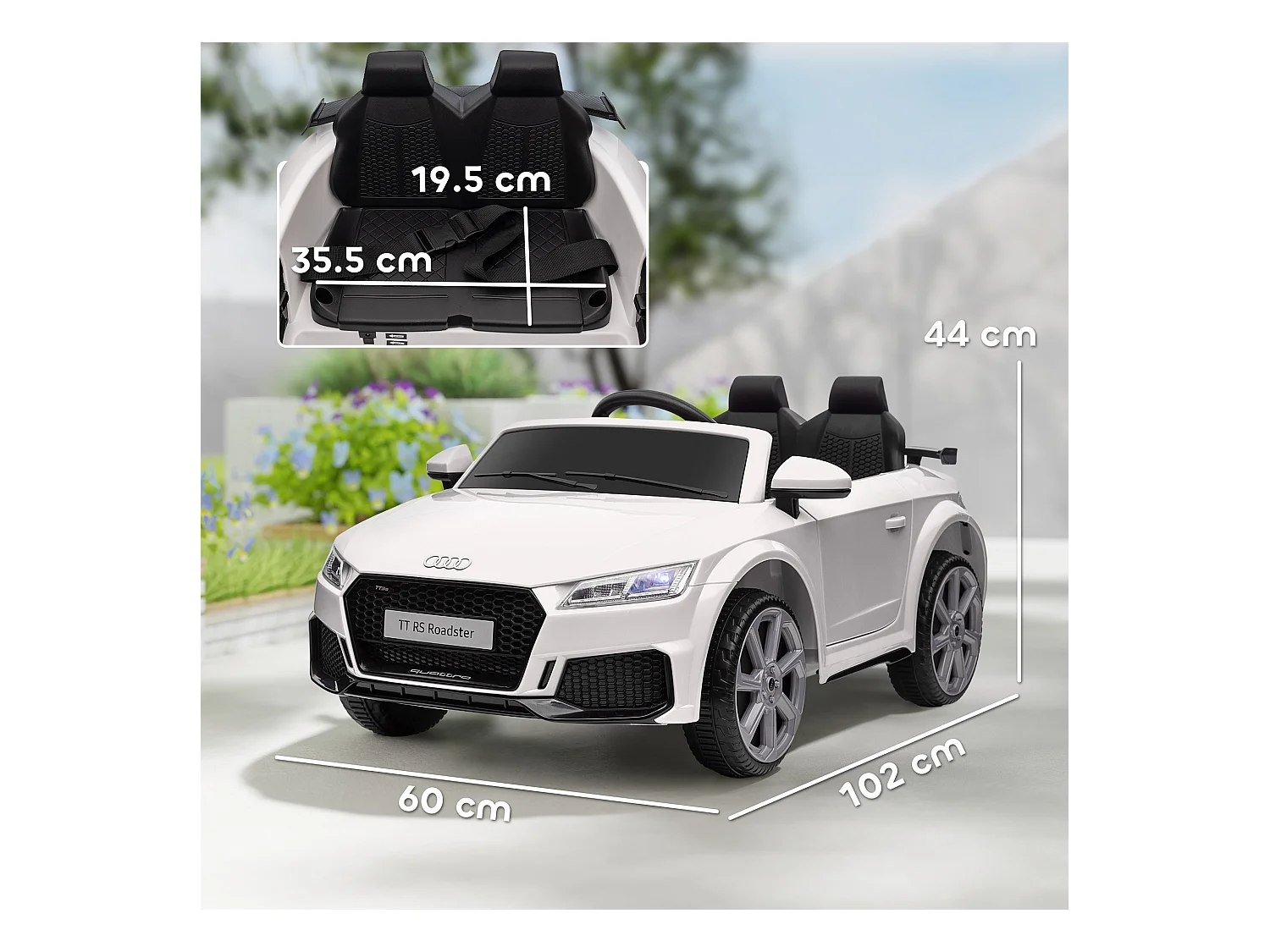 Macchina elettrica per bambini audi tt con telecomando e luci bianco