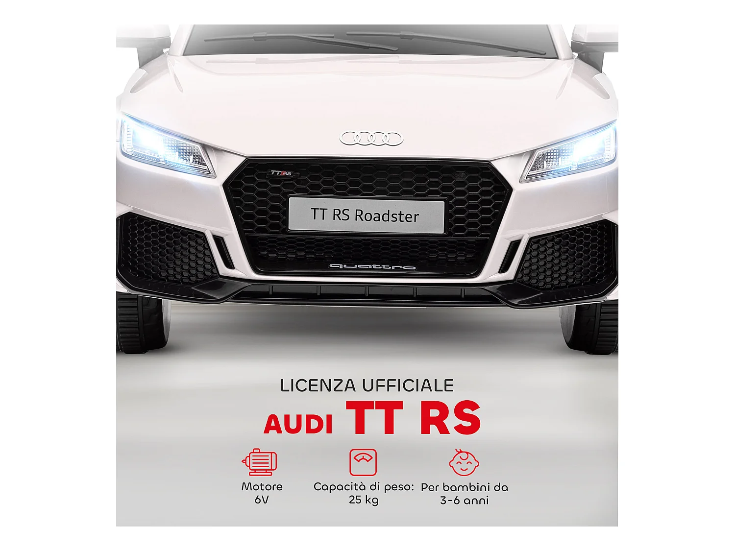 Macchina elettrica per bambini audi tt con telecomando e luci bianco