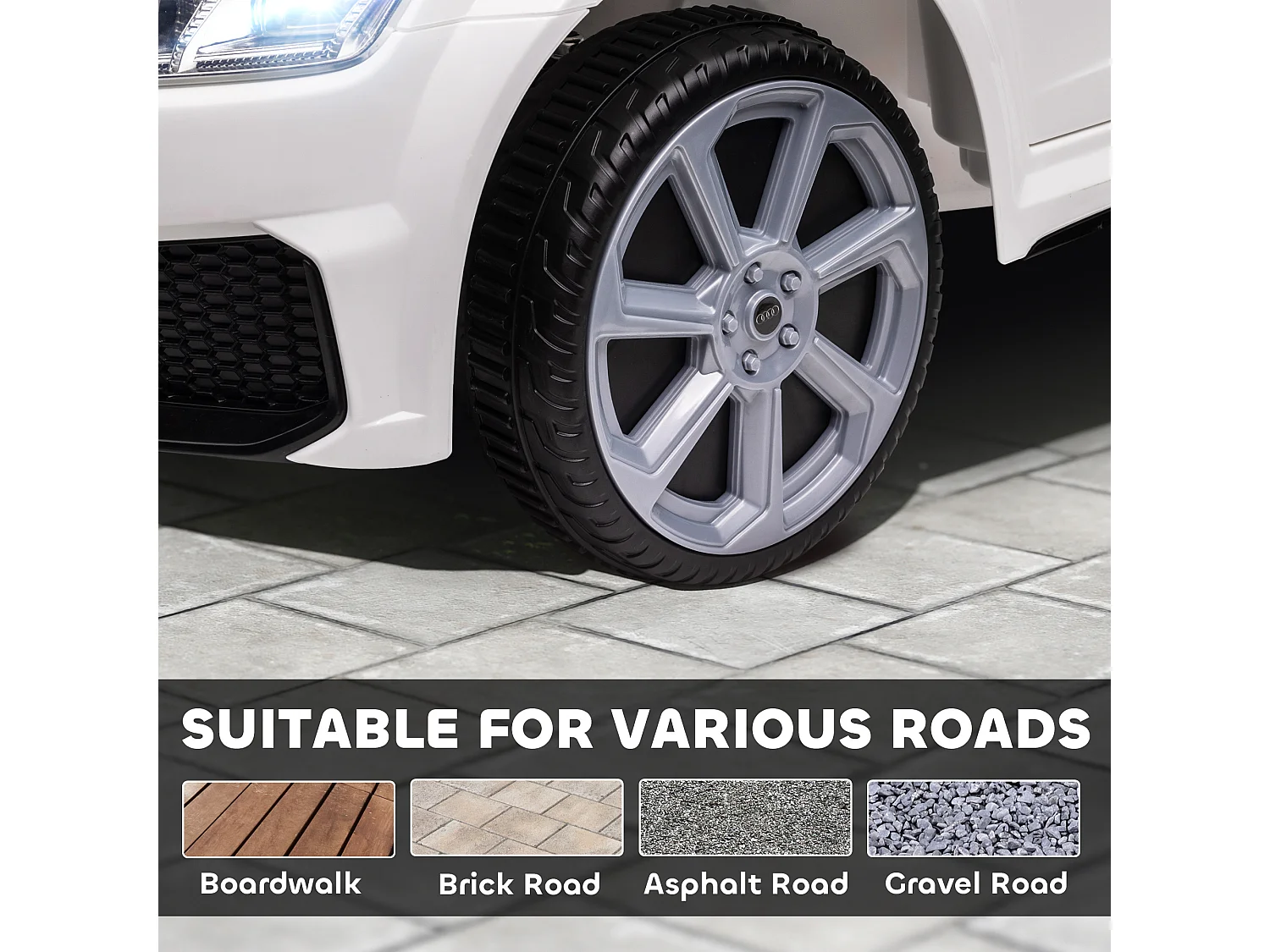 Macchina elettrica per bambini audi tt con telecomando e luci bianco