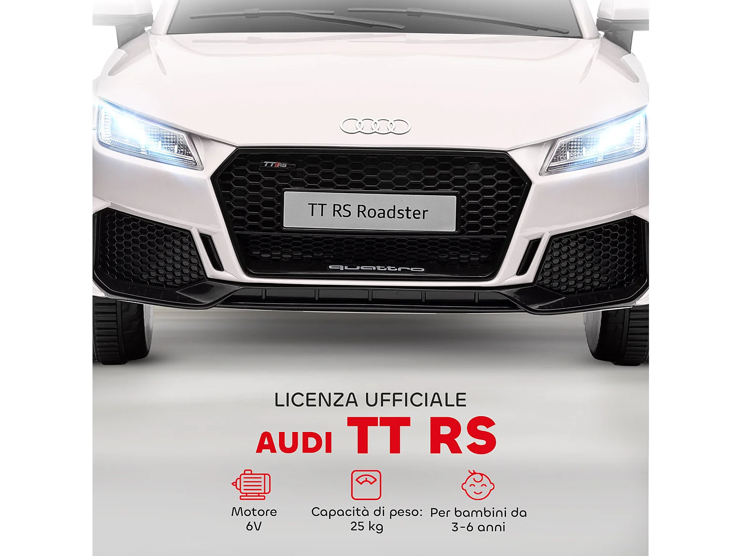 Macchina elettrica per bambini audi tt con telecomando e luci bianco