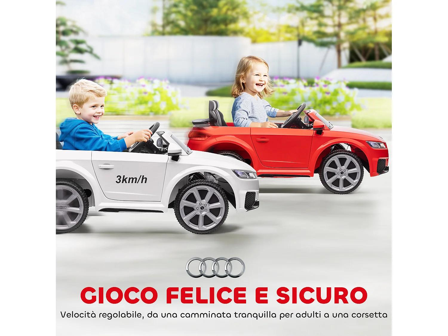 Macchina elettrica per bambini audi tt con telecomando e luci bianco