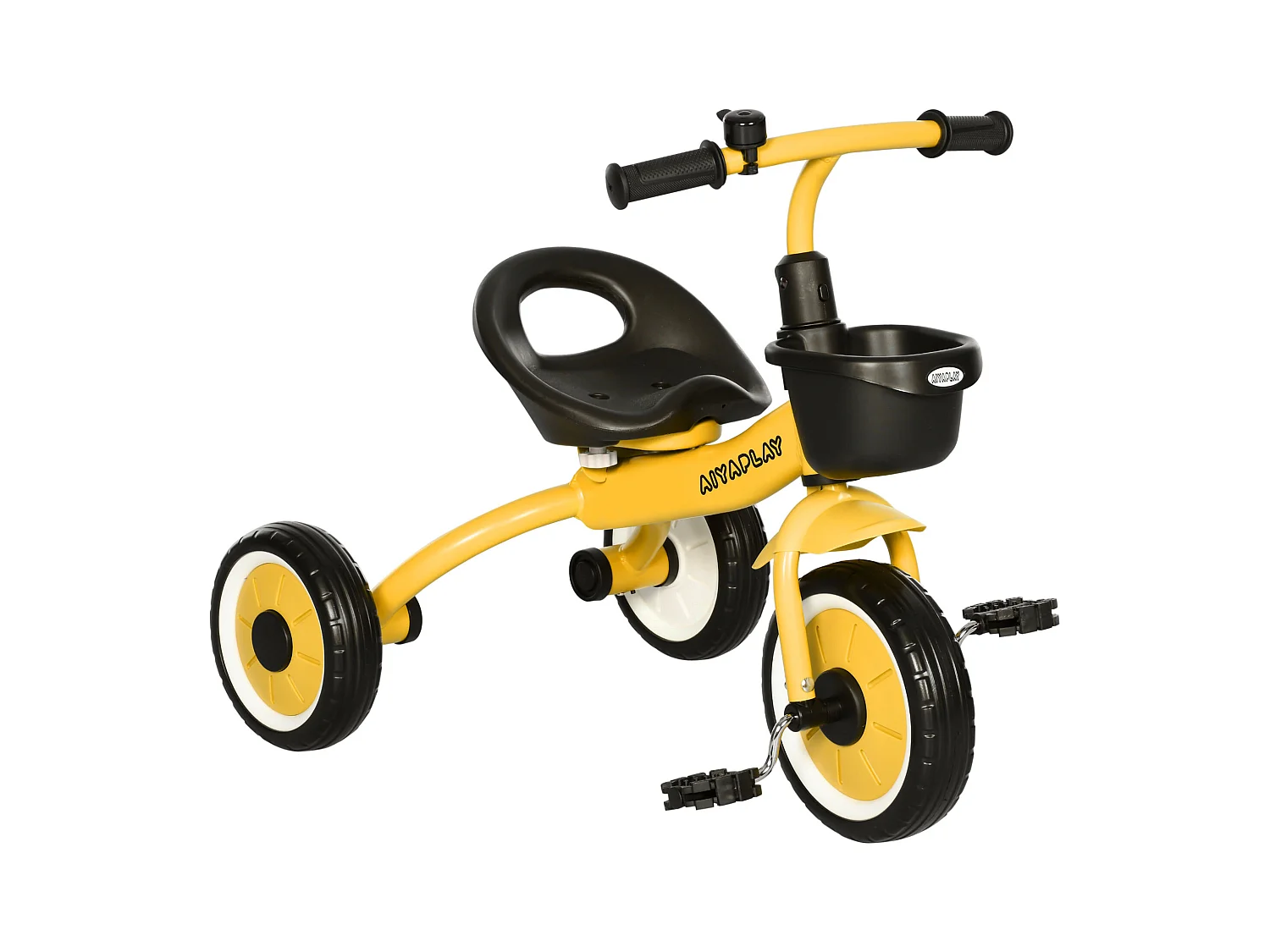 Triciclo per bimbi 2-5 anni regolabile con campanello giallo