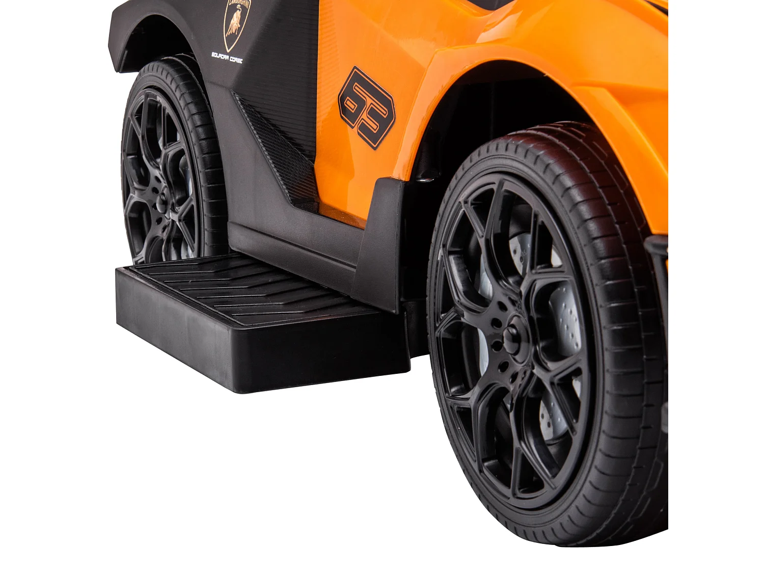 Macchina per bambini con maniglione e barriera di sicurezza arancione