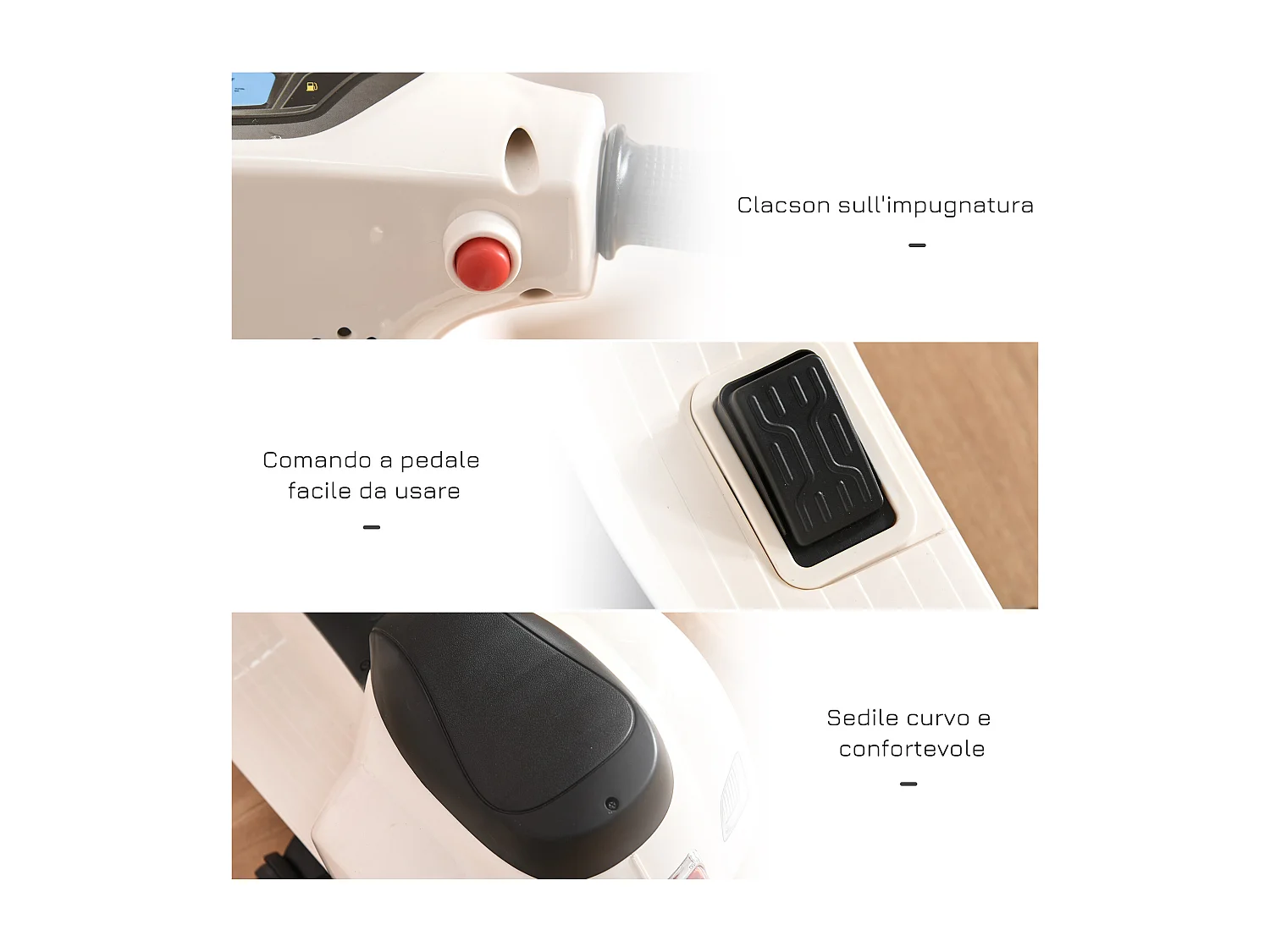 Moto per bambini vespa batteria 6v fari e clacson 18-36 mesi