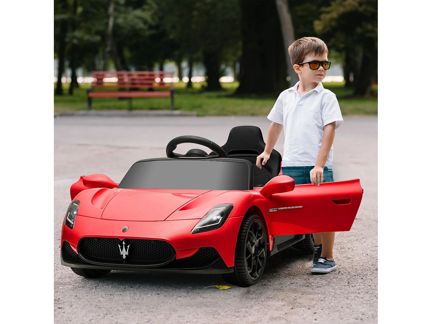 Macchina per bambini maserati mc20 con telecomando e fari rosso