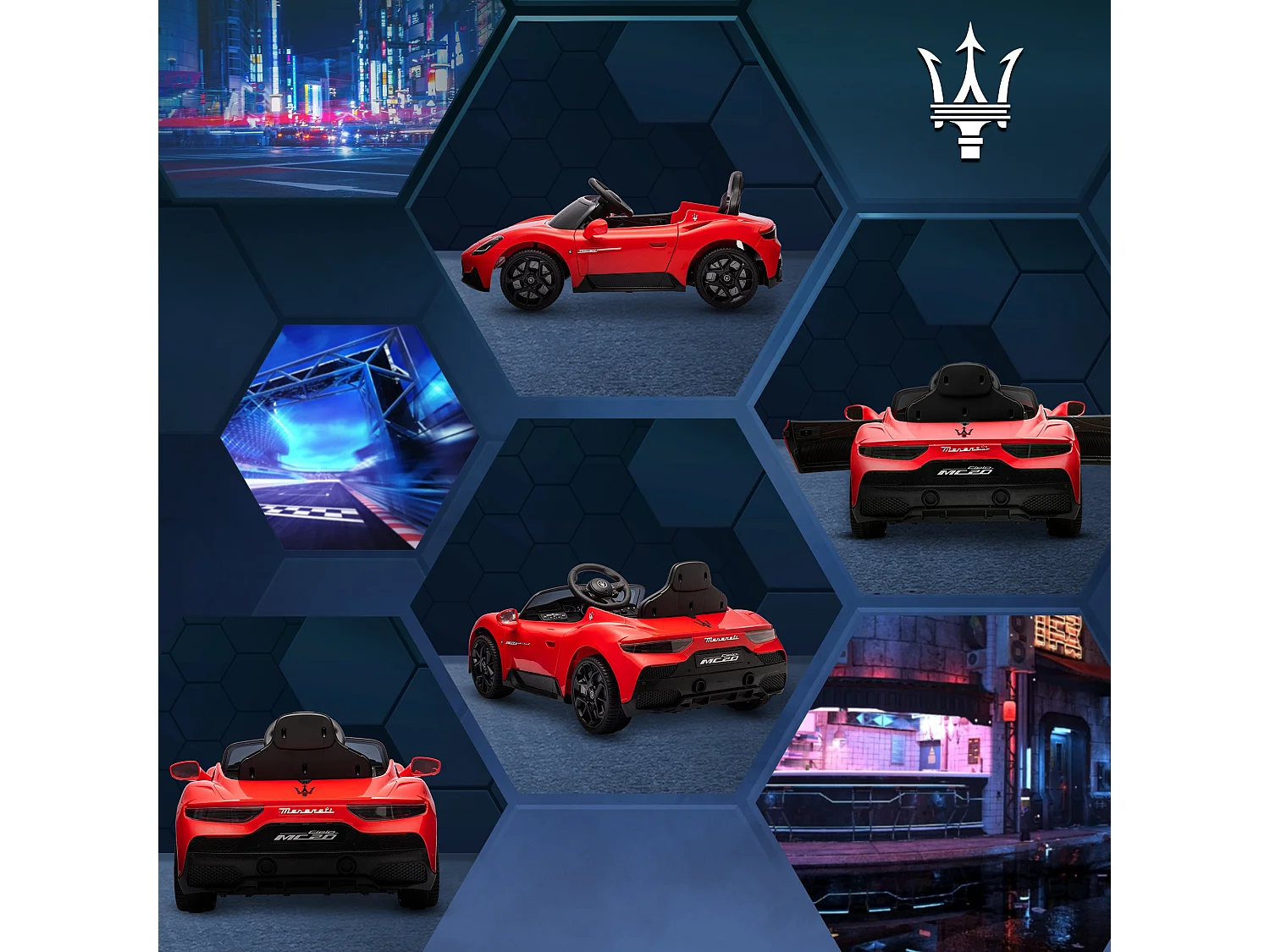 Macchina per bambini maserati mc20 con telecomando e fari rosso