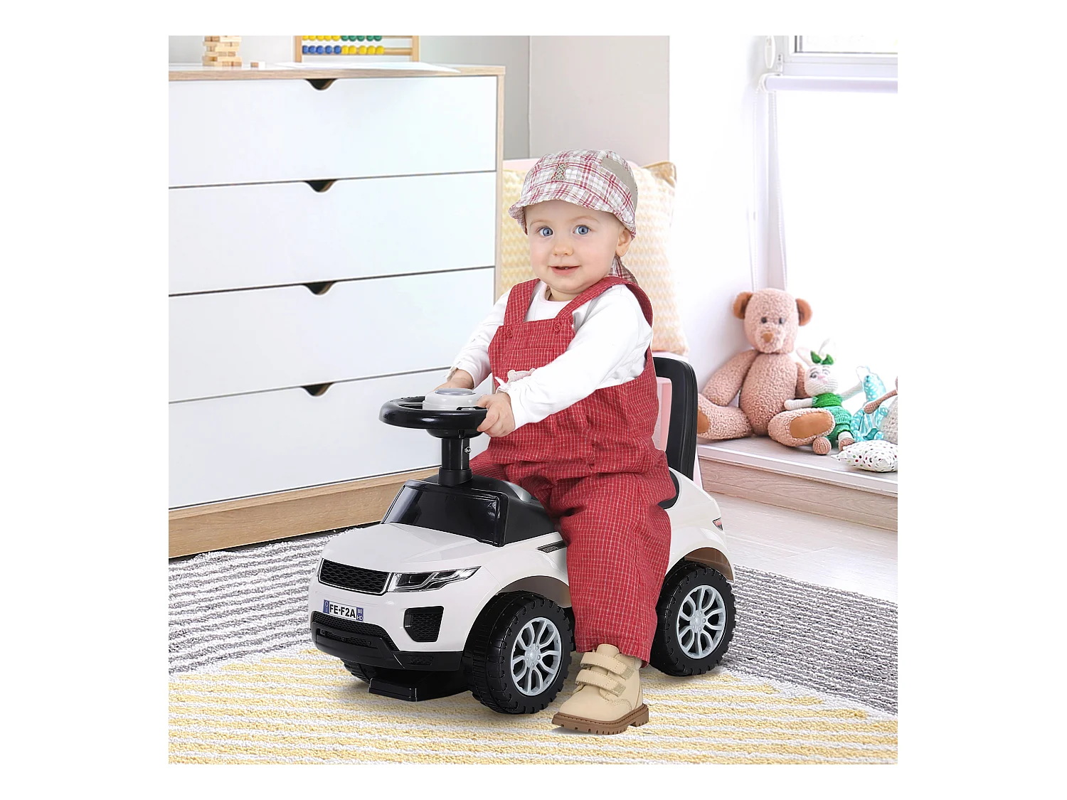 Macchina cavalcabile giocattolo per bambini 12-36 mesi bianca