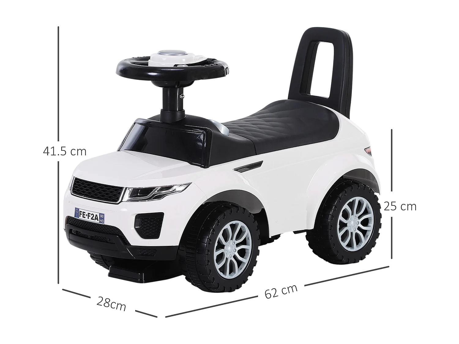 Macchina cavalcabile giocattolo per bambini 12-36 mesi bianca