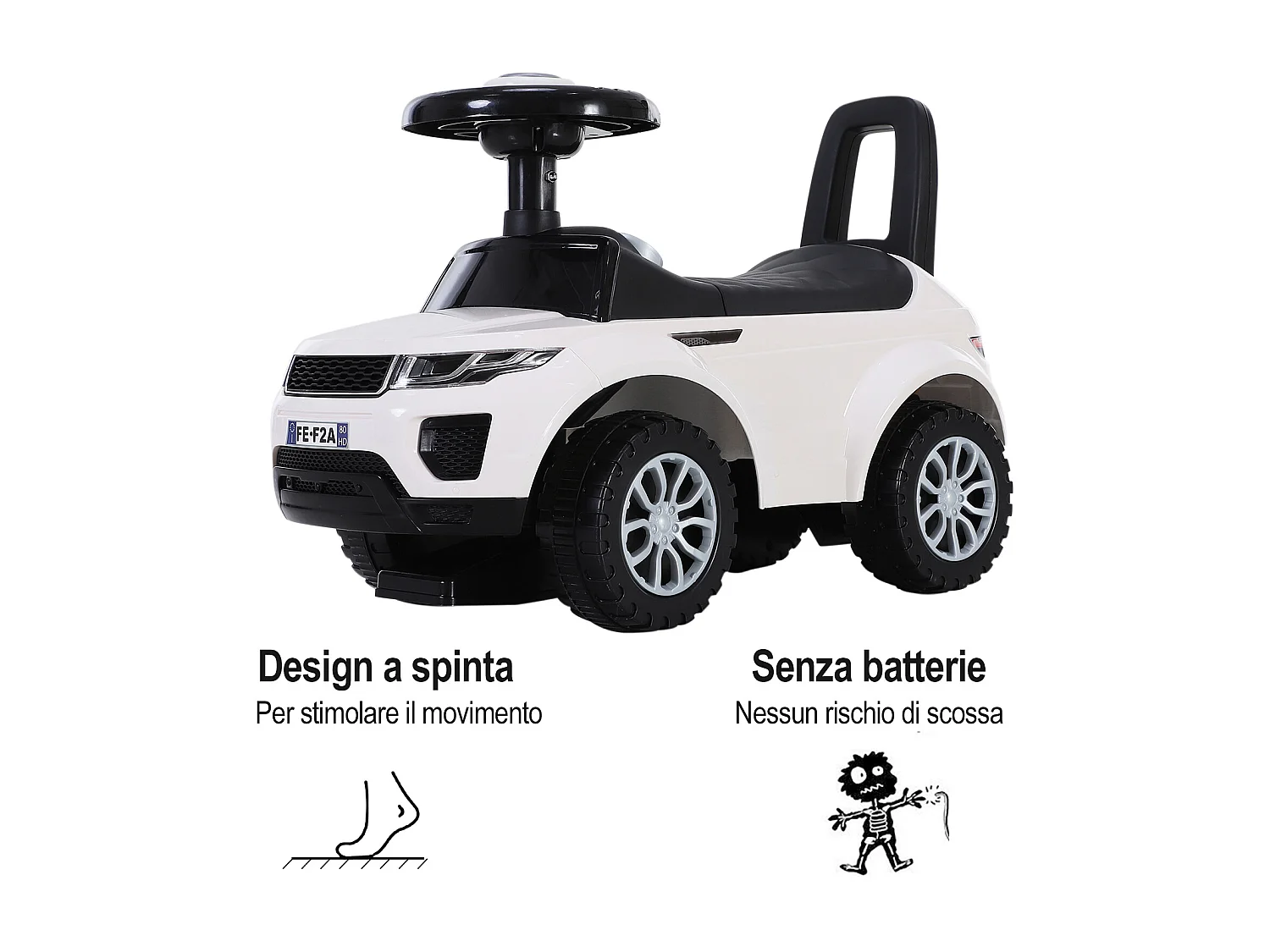 Macchina cavalcabile giocattolo per bambini 12-36 mesi bianca