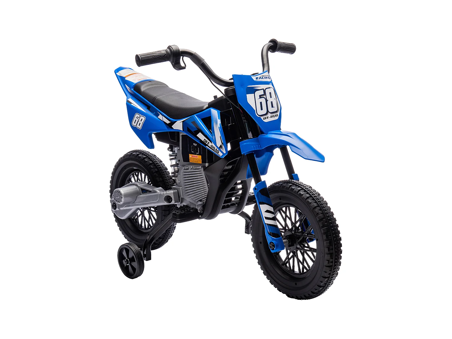 Moto elettrica per bambini con rotelle rimovibili e suoni blu