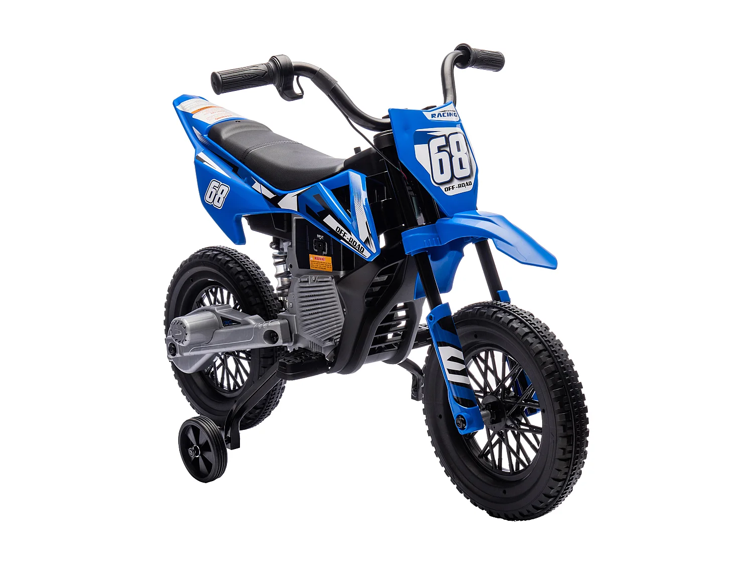 Moto elettrica per bambini con rotelle rimovibili e suoni blu