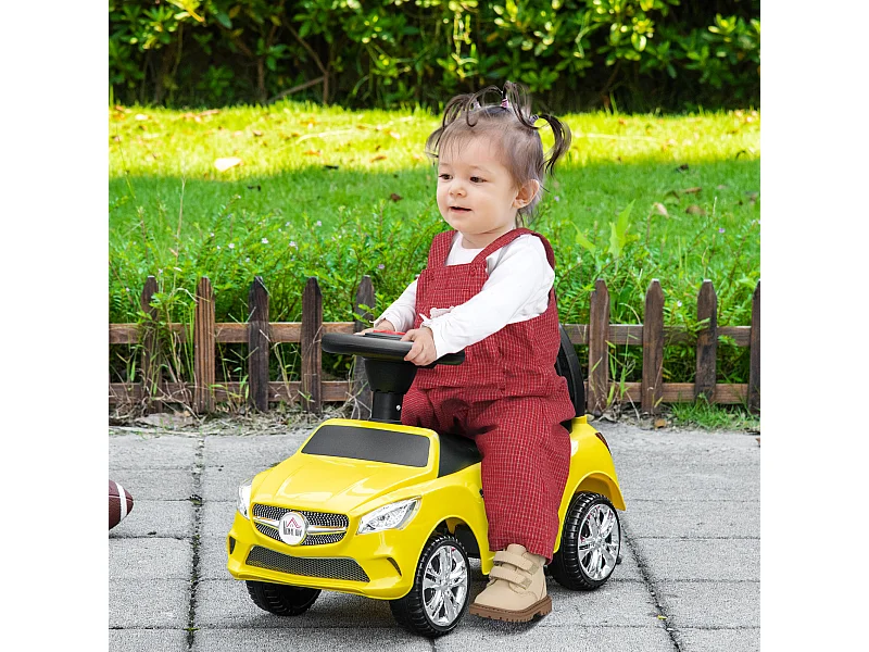 Macchina giocattolo per bambini cavalcabile con volante e fari
