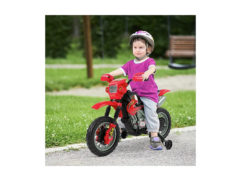Moto elettrica per bambini 3-6 anni con ruote di sostegno