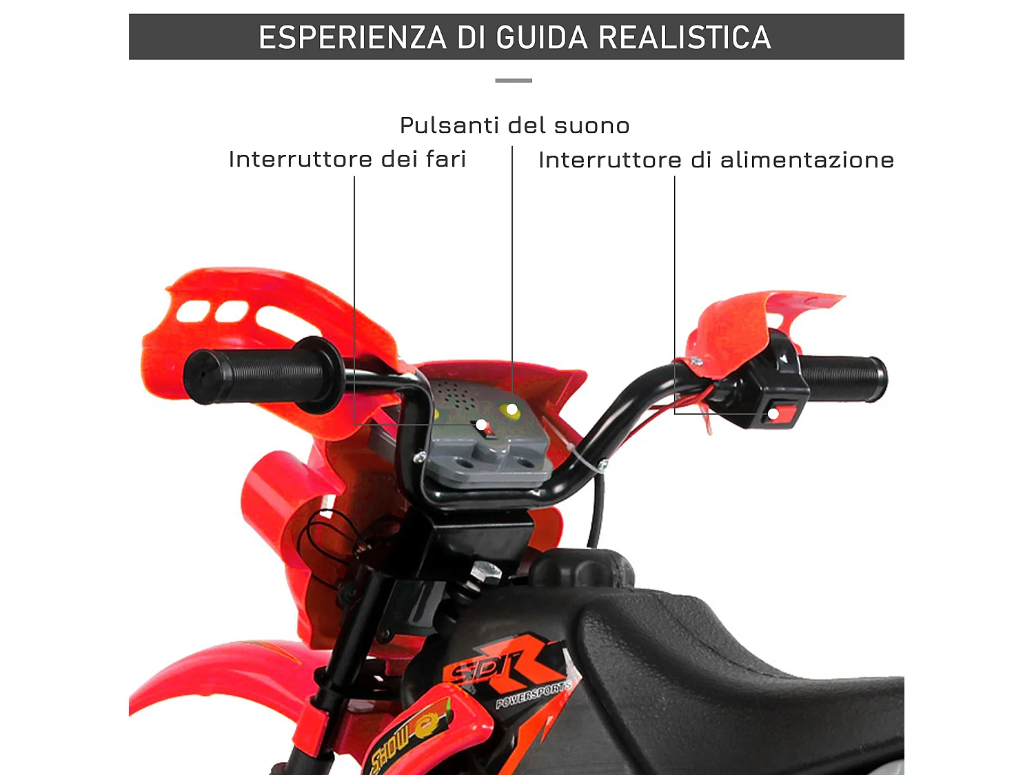 Moto elettrica per bambini 3-6 anni con ruote di sostegno