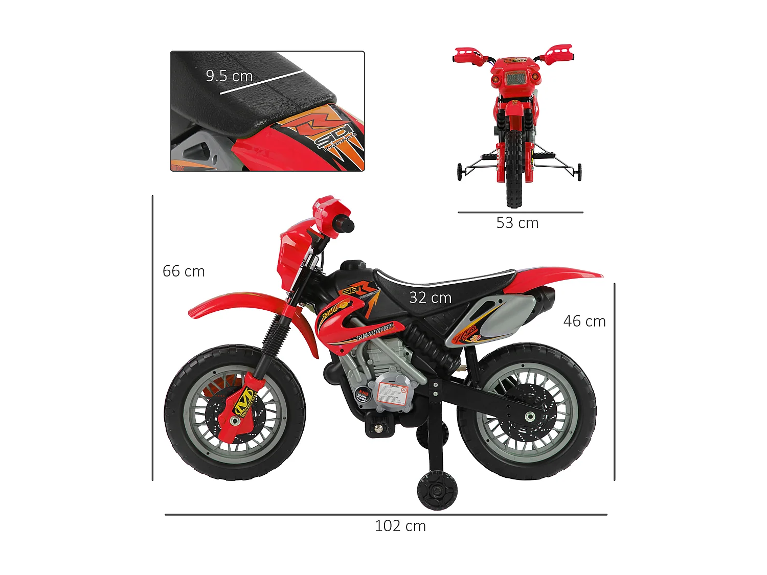 Moto elettrica per bambini 3-6 anni con ruote di sostegno