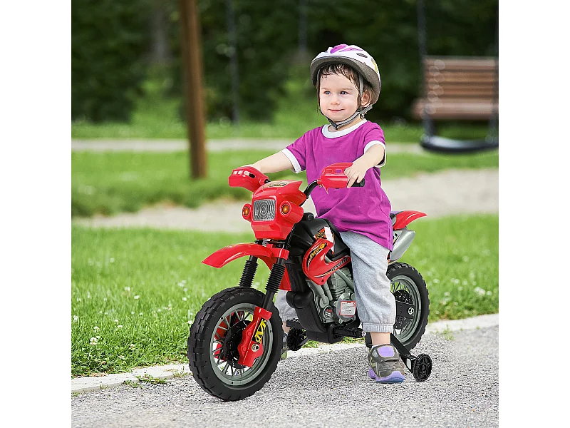 Moto elettrica per bambini 3-6 anni con ruote di sostegno