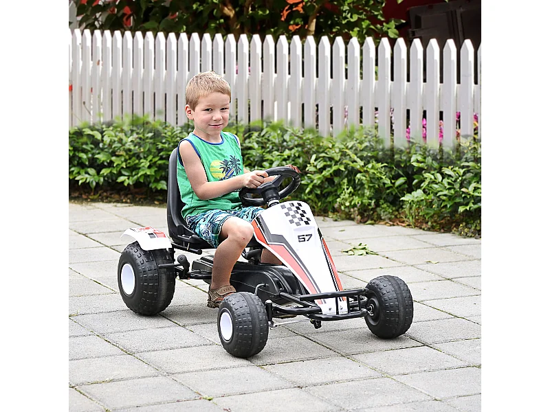 Go-kart a pedali per bambini 3-6 anni con sedile regolabile e freno