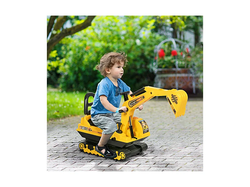 Ruspa giocattolo per bambini con schienale e braccio mobile