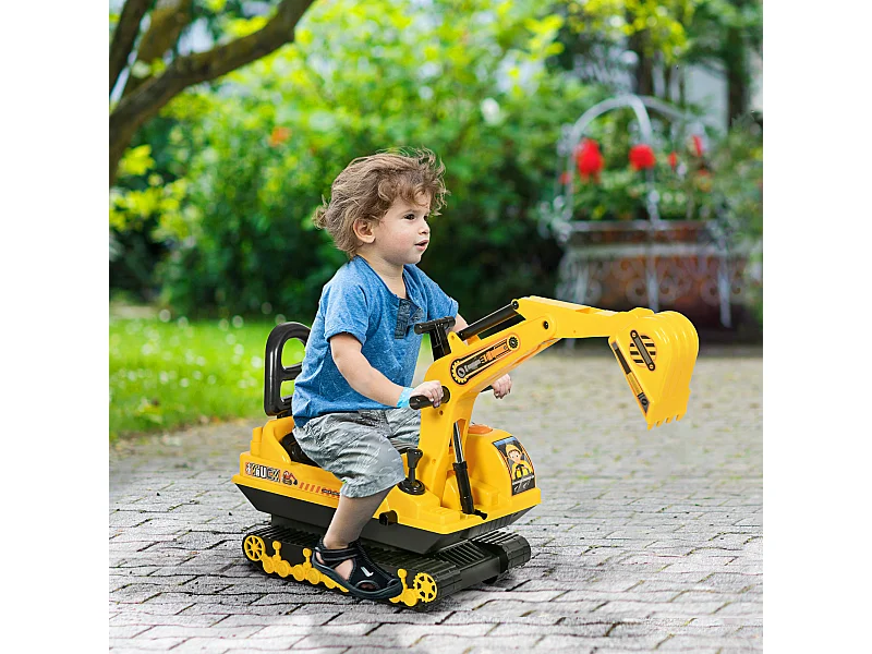 Ruspa giocattolo per bambini con schienale e braccio mobile