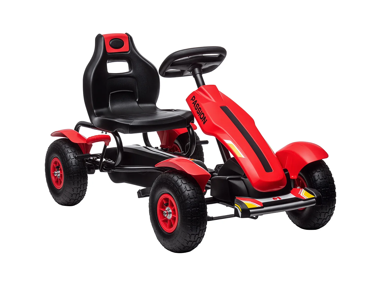Go kart a pedali per bambini 5-12 anni in plastica e metallo rosso