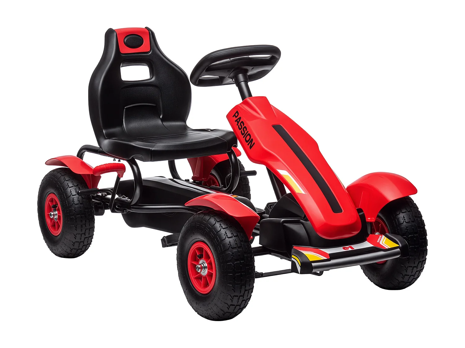 Go kart a pedali per bambini 5-12 anni in plastica e metallo rosso
