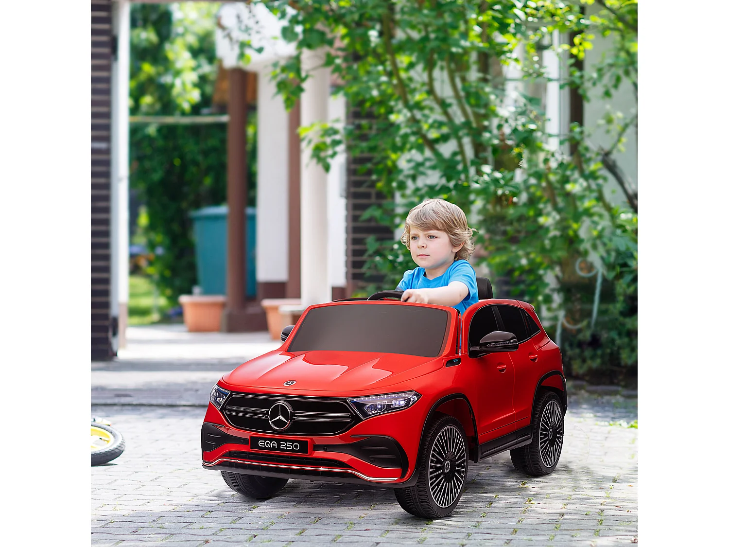 Macchina elettrica per bambini con licenza mercedes benz eqa rossa