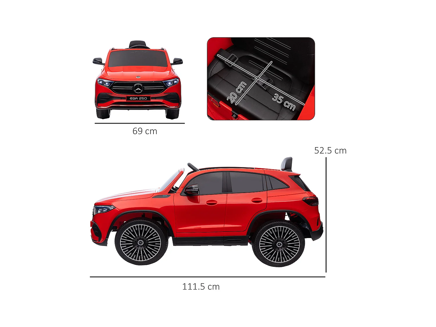 Macchina elettrica per bambini con licenza mercedes benz eqa rossa