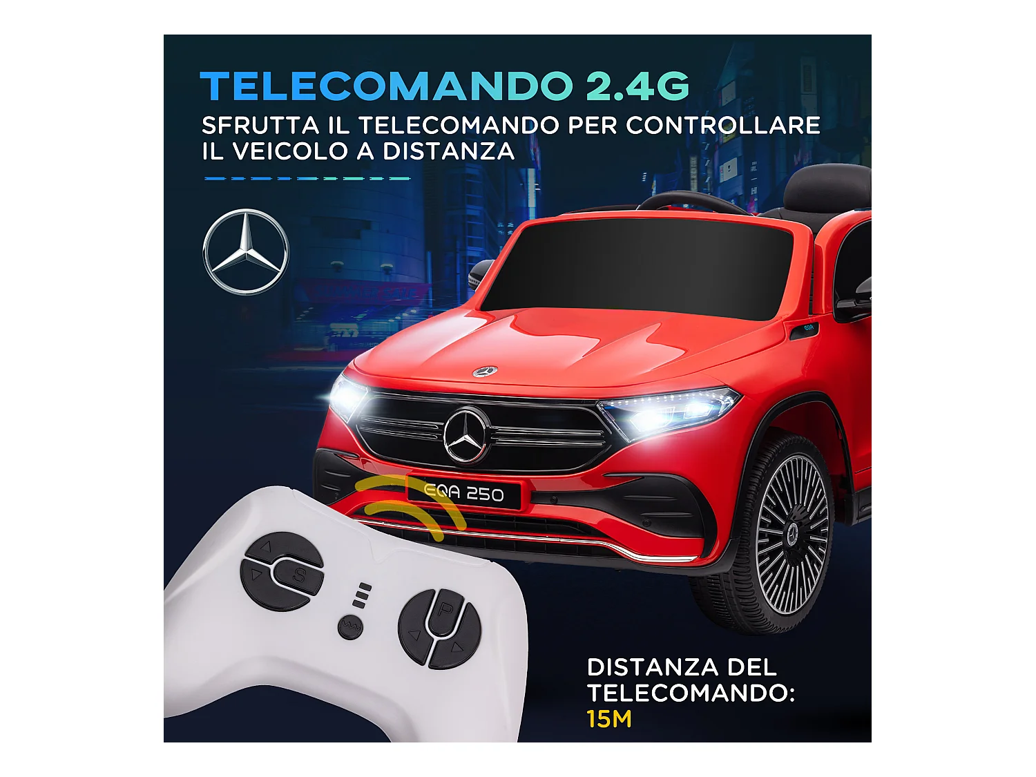 Macchina elettrica per bambini con licenza mercedes benz eqa rossa