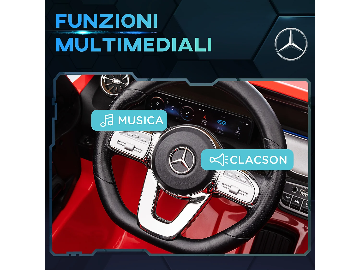 Macchina elettrica per bambini con licenza mercedes benz eqa rossa