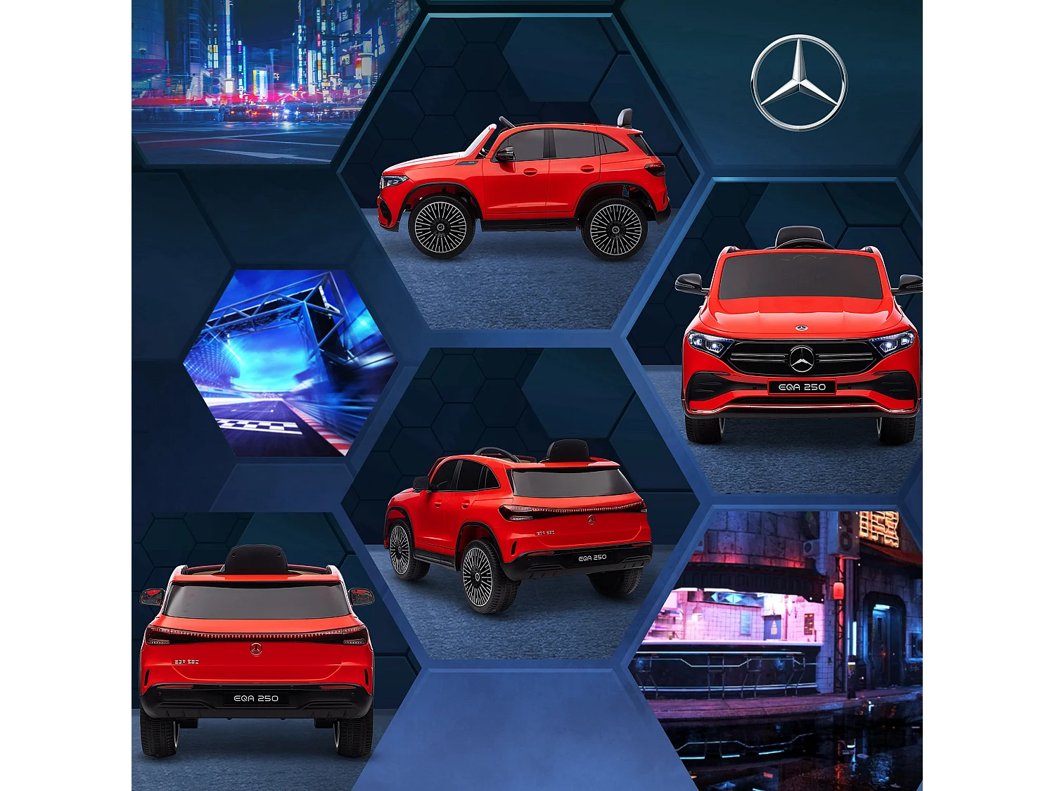 Macchina elettrica per bambini con licenza mercedes benz eqa rossa