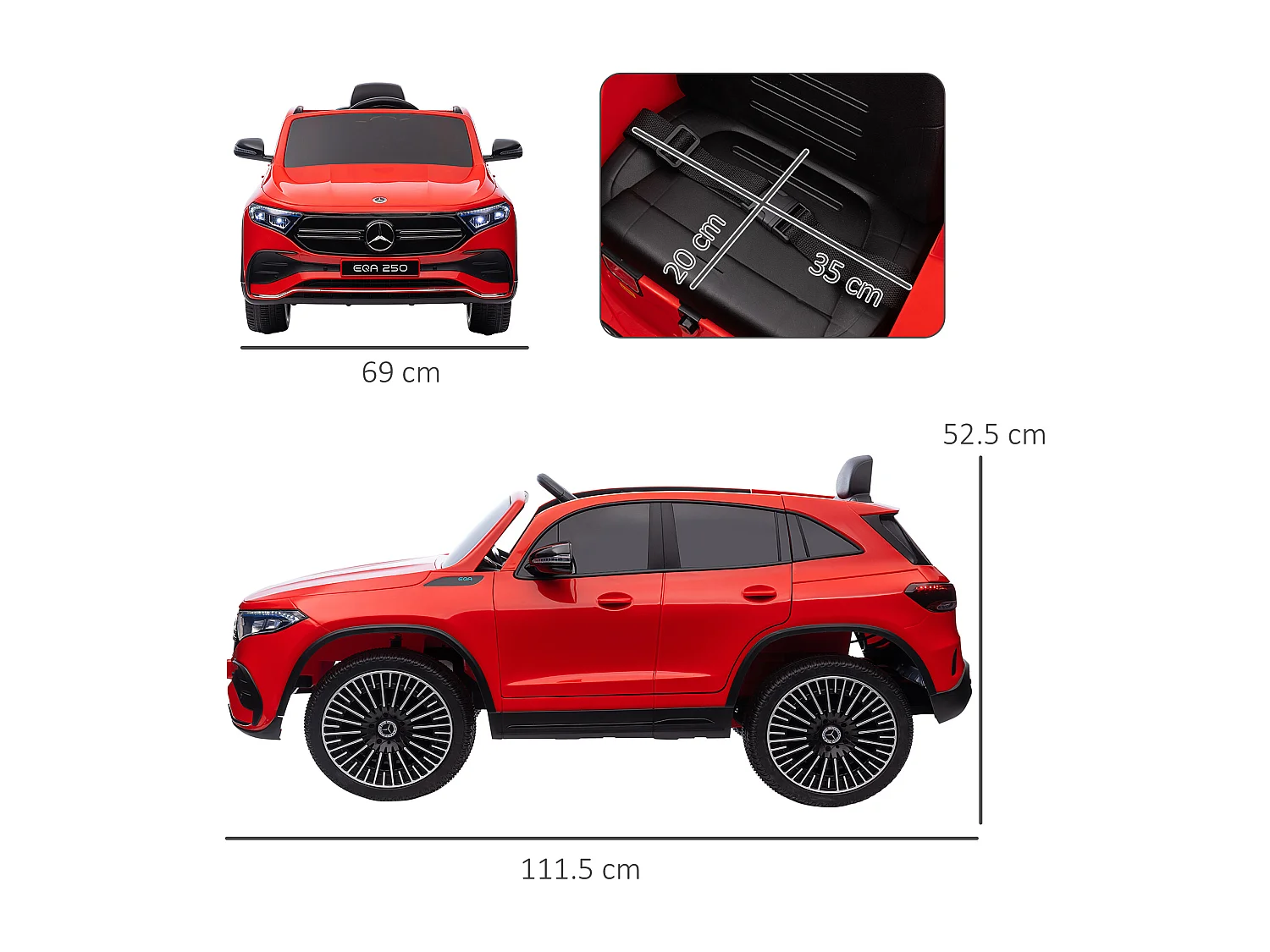 Macchina elettrica per bambini con licenza mercedes benz eqa rossa