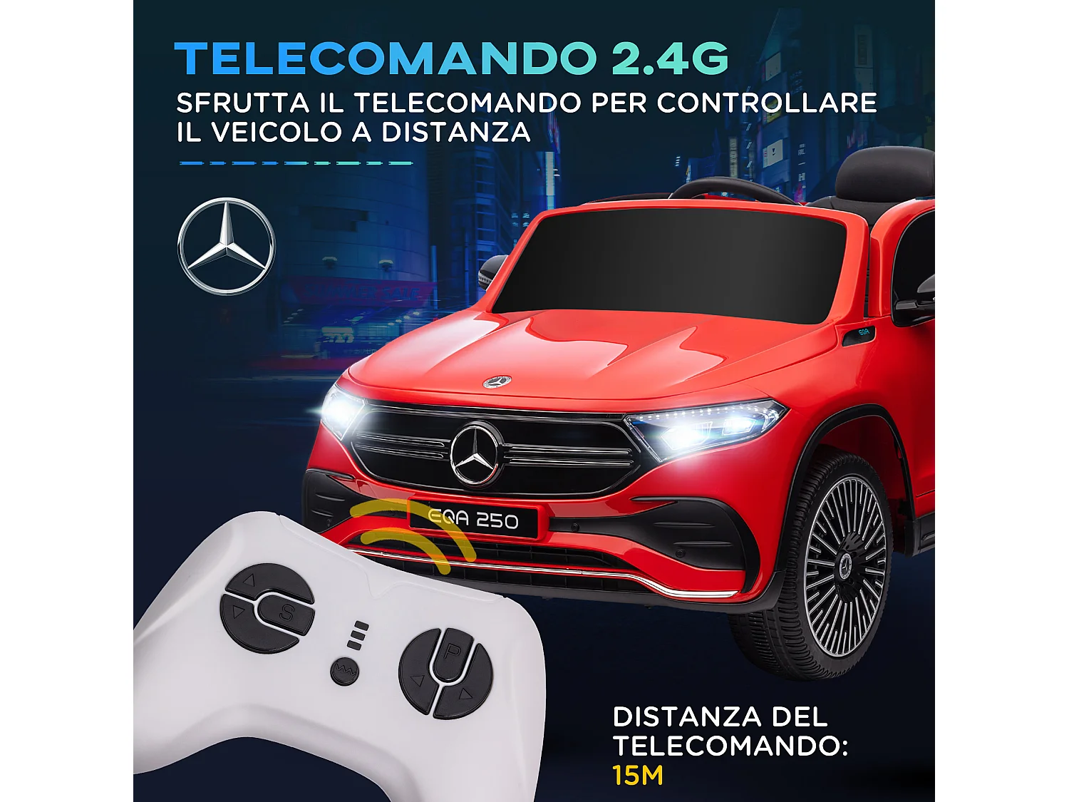 Macchina elettrica per bambini con licenza mercedes benz eqa rossa