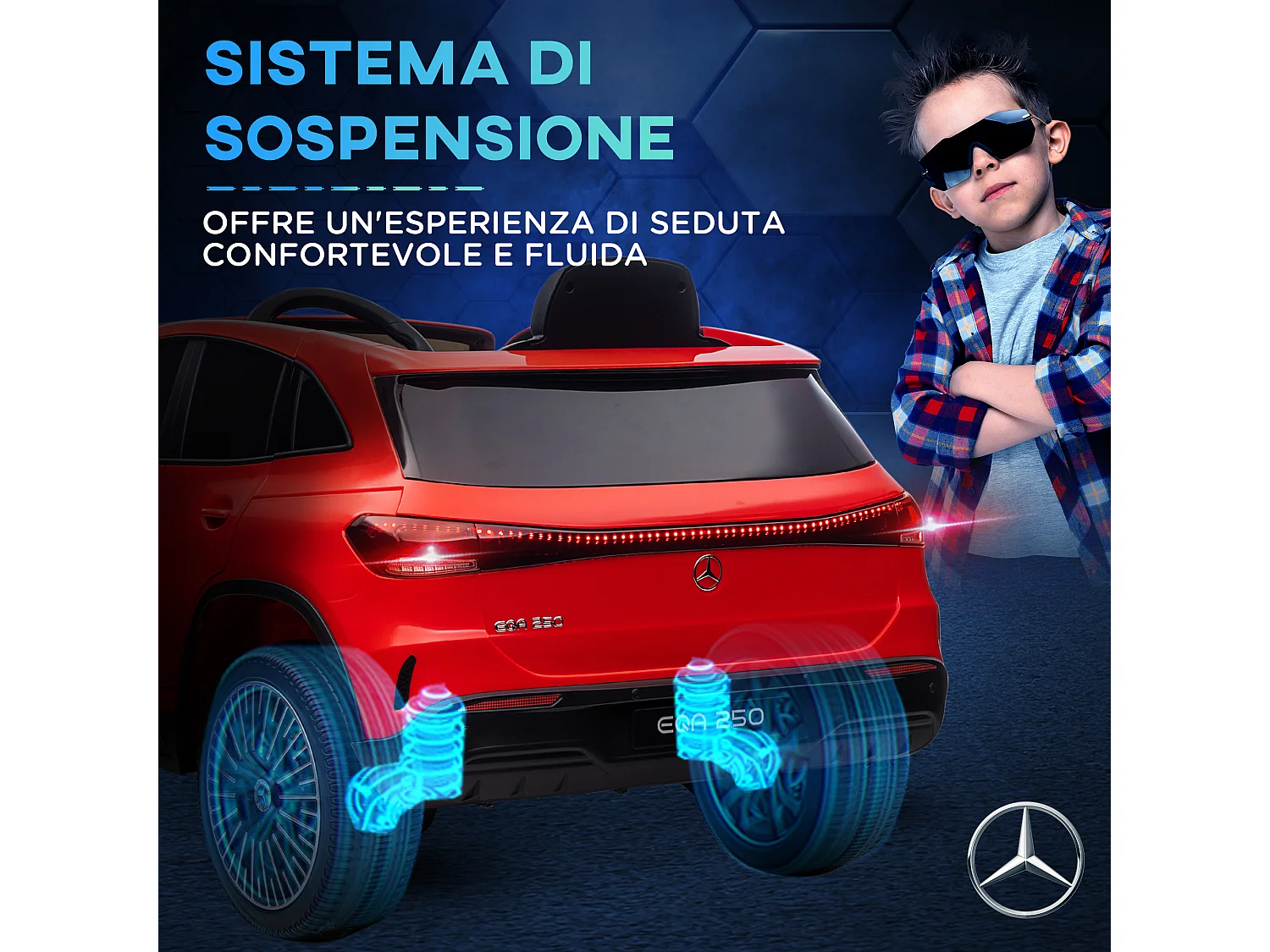 Macchina elettrica per bambini con licenza mercedes benz eqa rossa