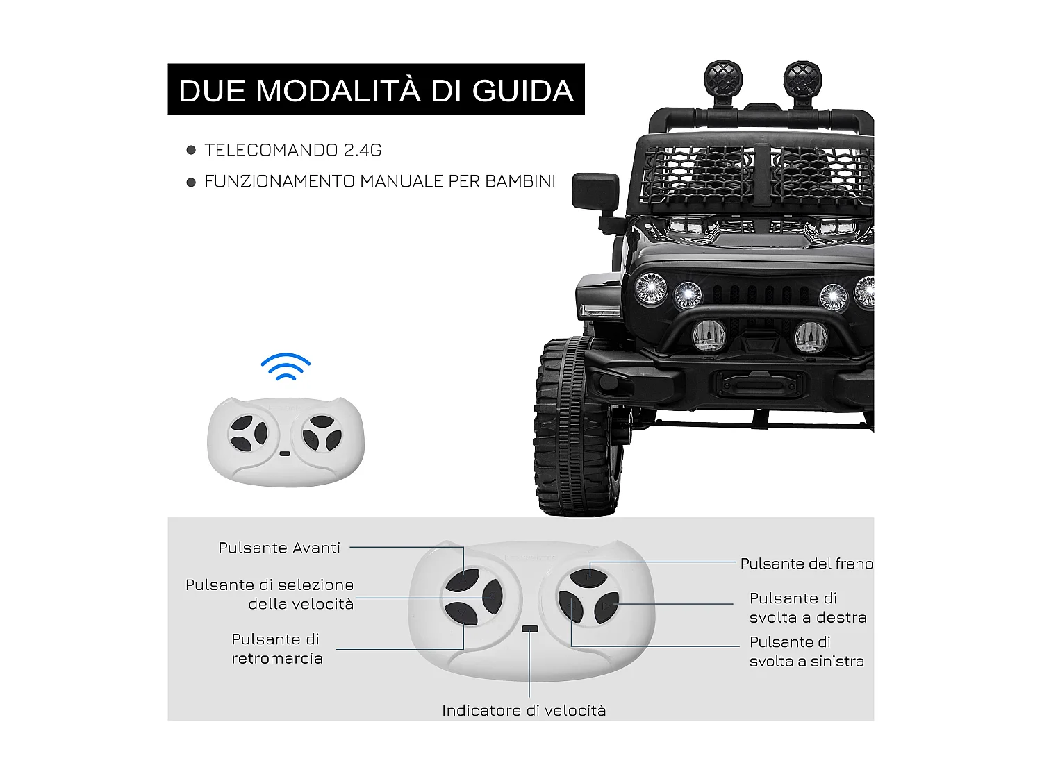 Macchina per bambini elettrica 12v guida manuale e telecomando