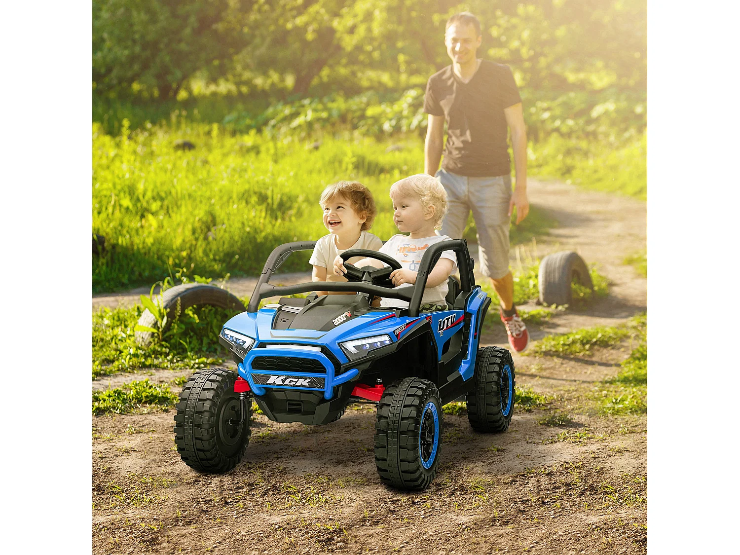 Macchina elettrica per bambini 3-8 anni 24v con telecomando blu