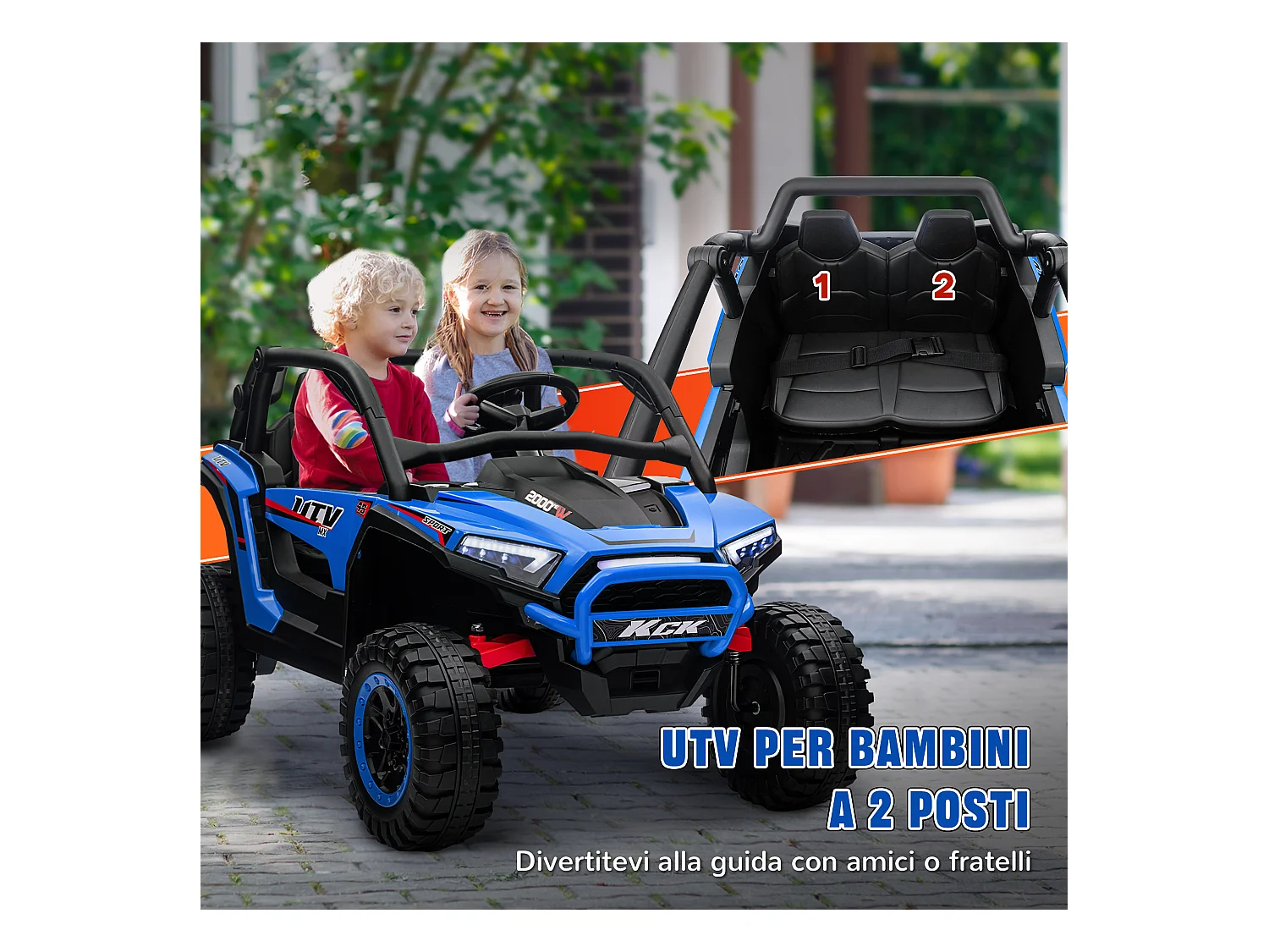 Macchina elettrica per bambini 3-8 anni 24v con telecomando blu