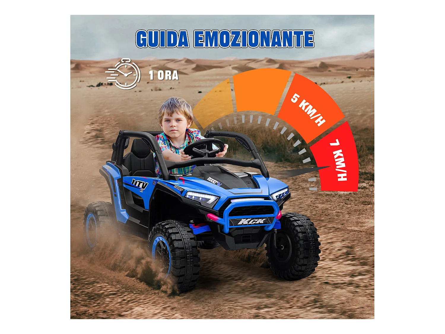 Macchina elettrica per bambini 3-8 anni 24v con telecomando blu