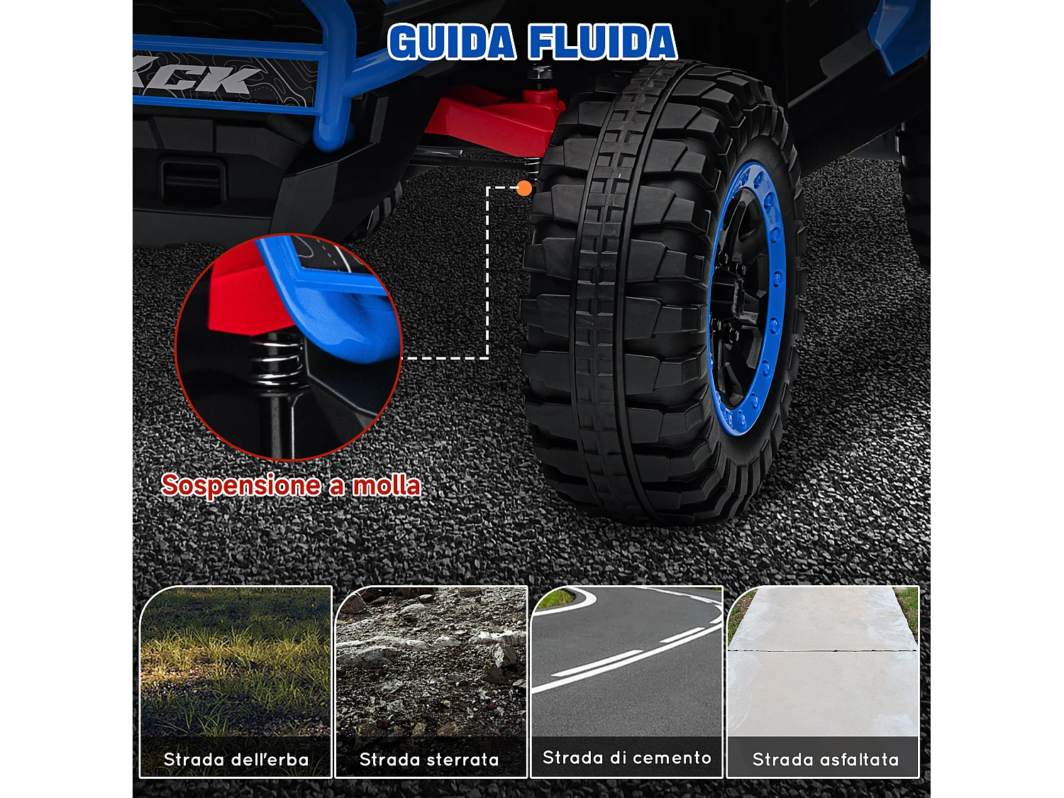 Macchina elettrica per bambini 3-8 anni 24v con telecomando blu