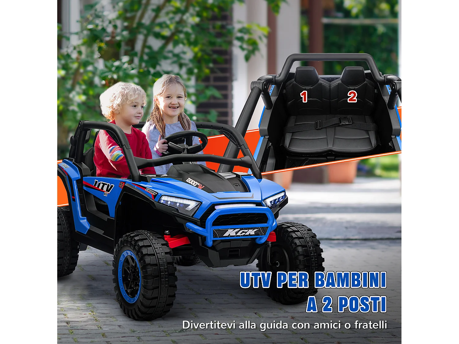Macchina elettrica per bambini 3-8 anni 24v con telecomando blu