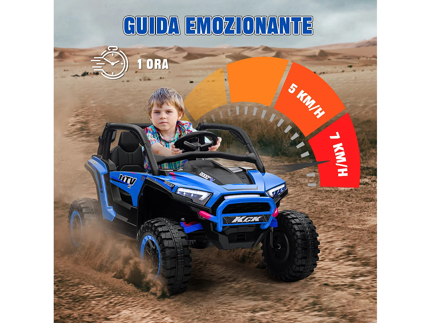 Macchina elettrica per bambini 3-8 anni 24v con telecomando blu