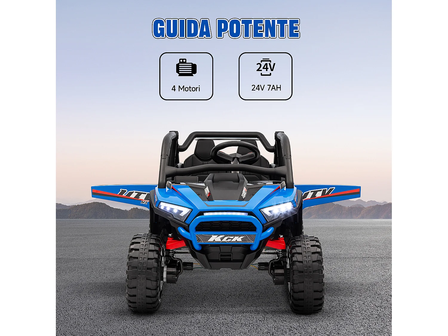 Macchina elettrica per bambini 3-8 anni 24v con telecomando blu