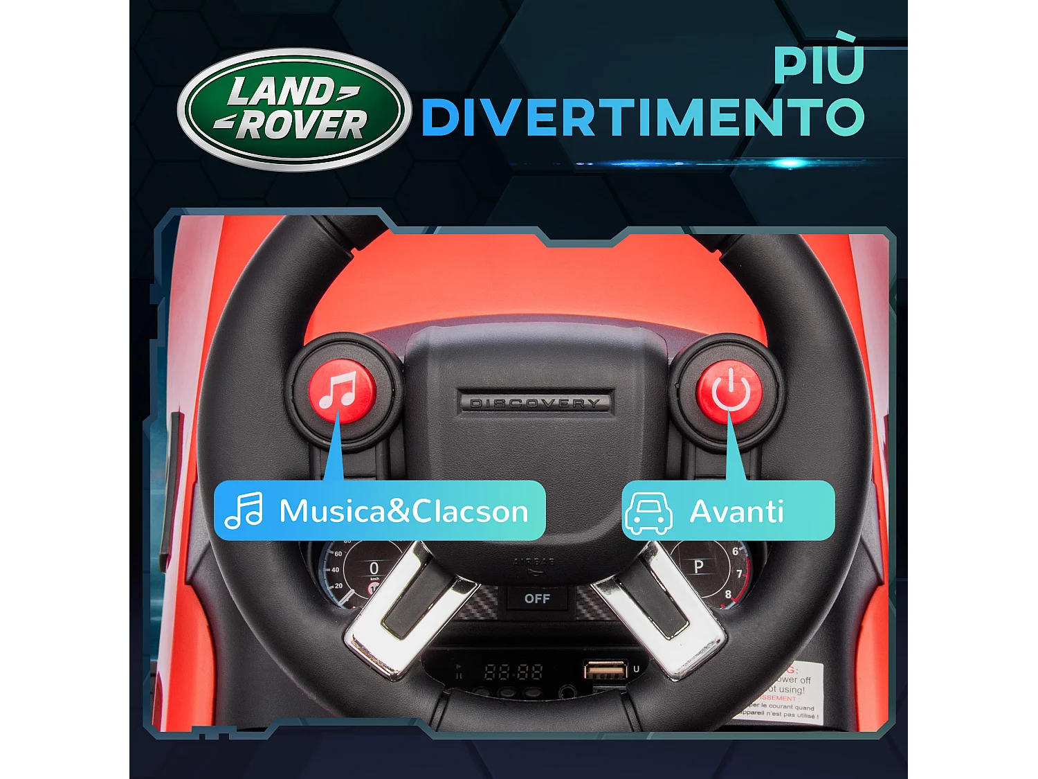 Macchina per bambini land rover elettrica e a spinta 3km/h rosso
