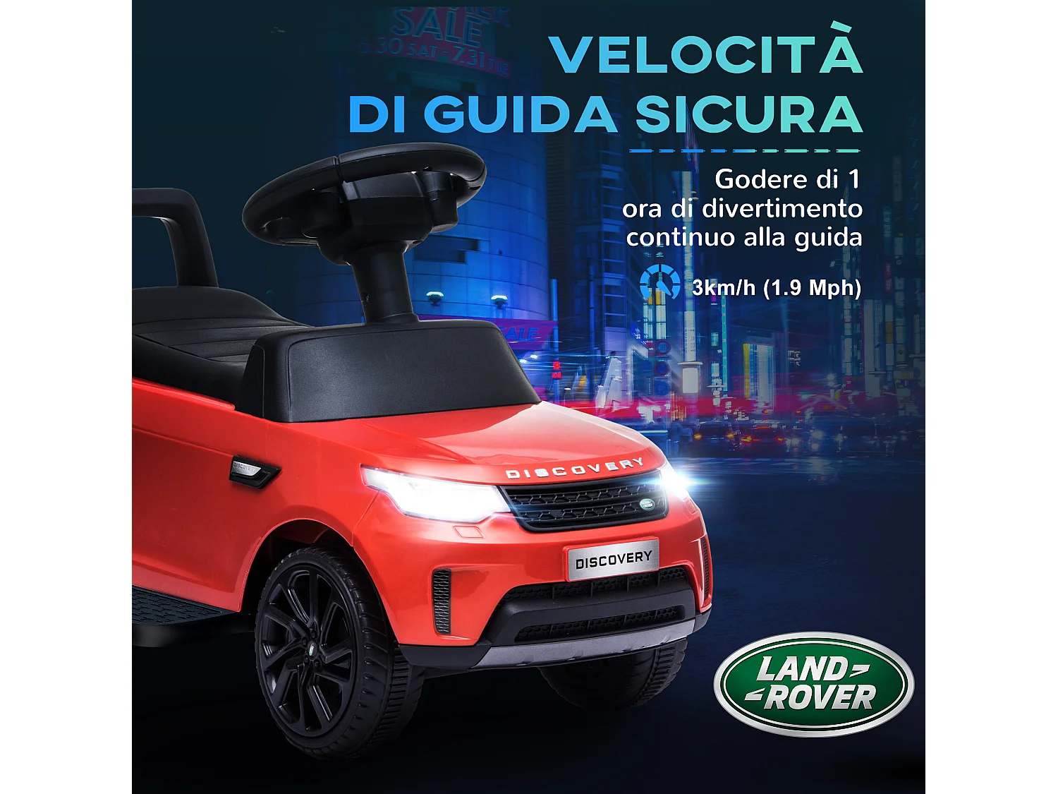 Macchina per bambini land rover elettrica e a spinta 3km/h rosso