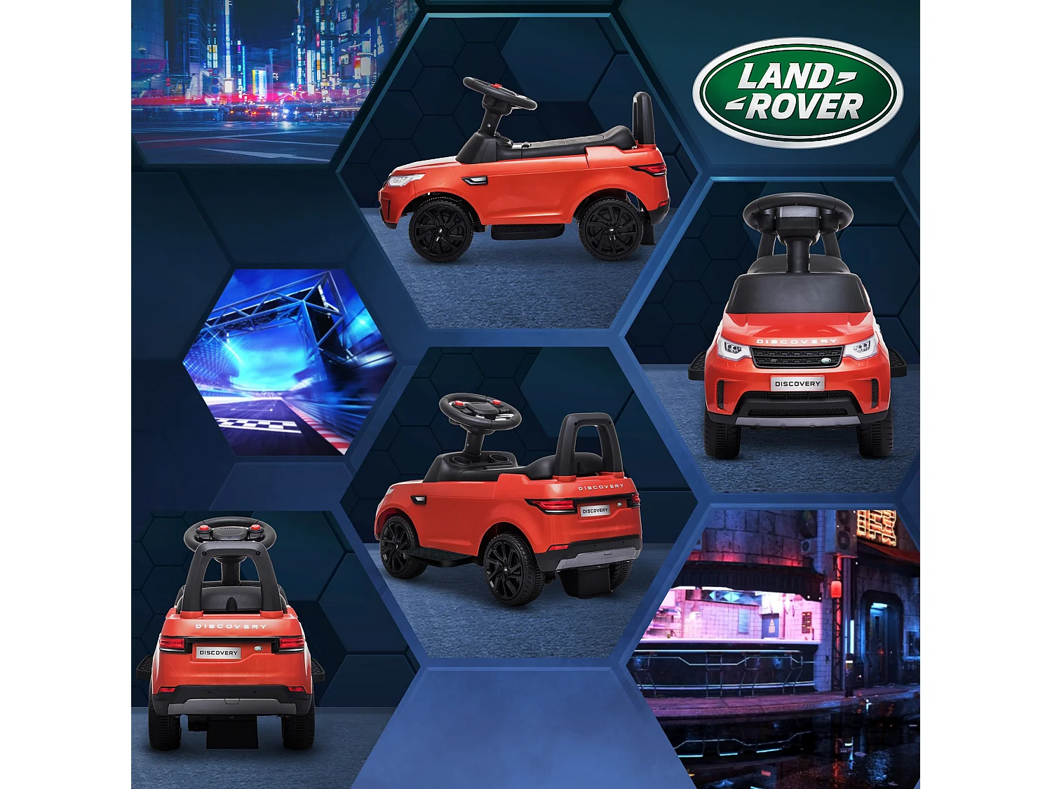 Macchina per bambini land rover elettrica e a spinta 3km/h rosso