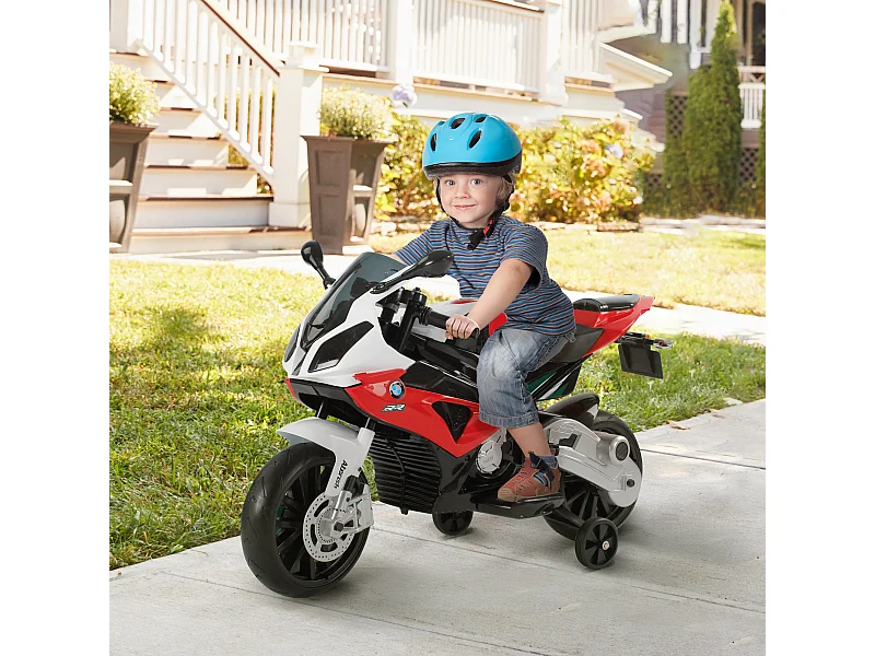 Moto elettrica per bambini bmw batteria 12v con rotelle e luci
