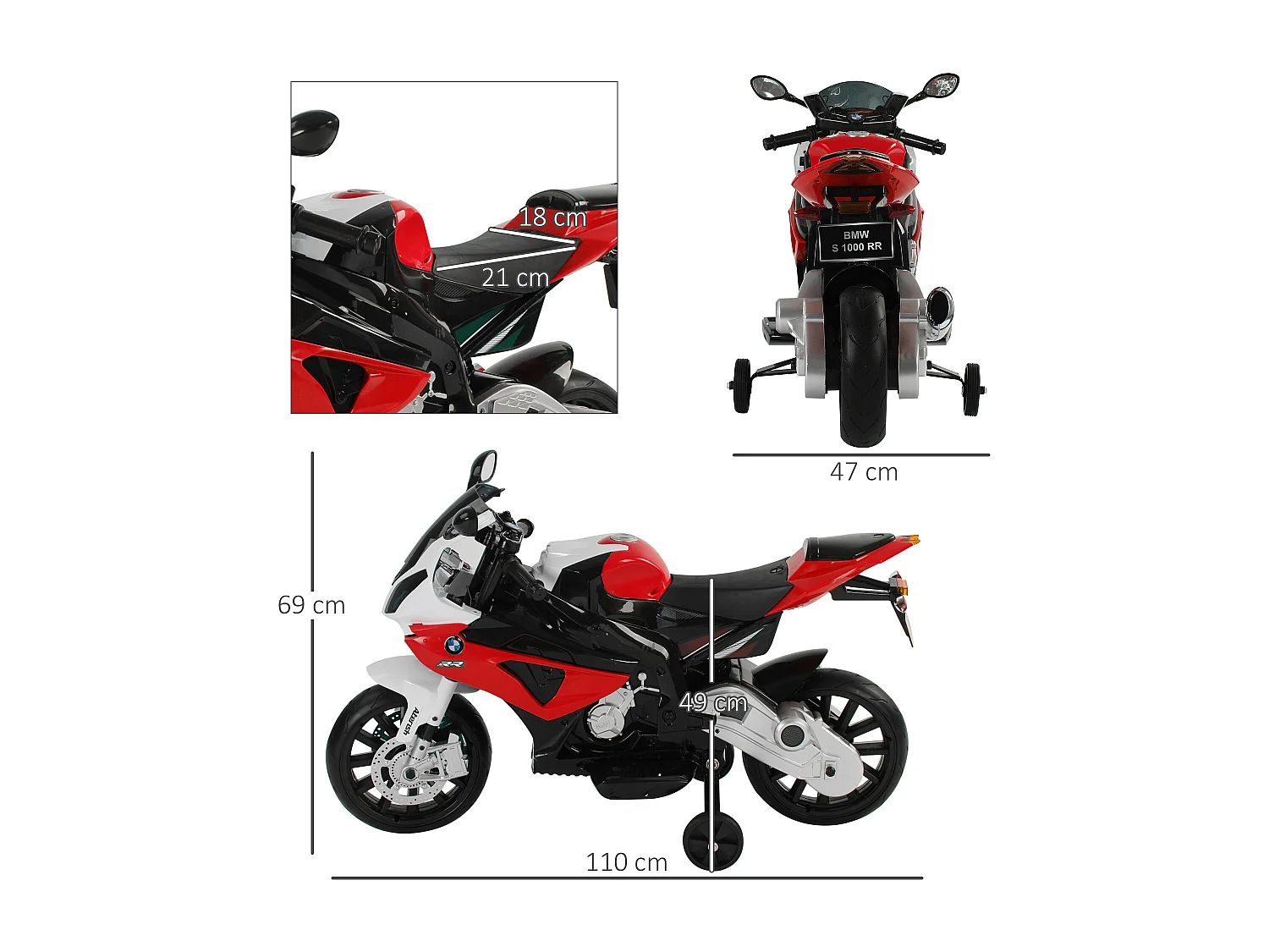 Moto elettrica per bambini bmw batteria 12v con rotelle e luci
