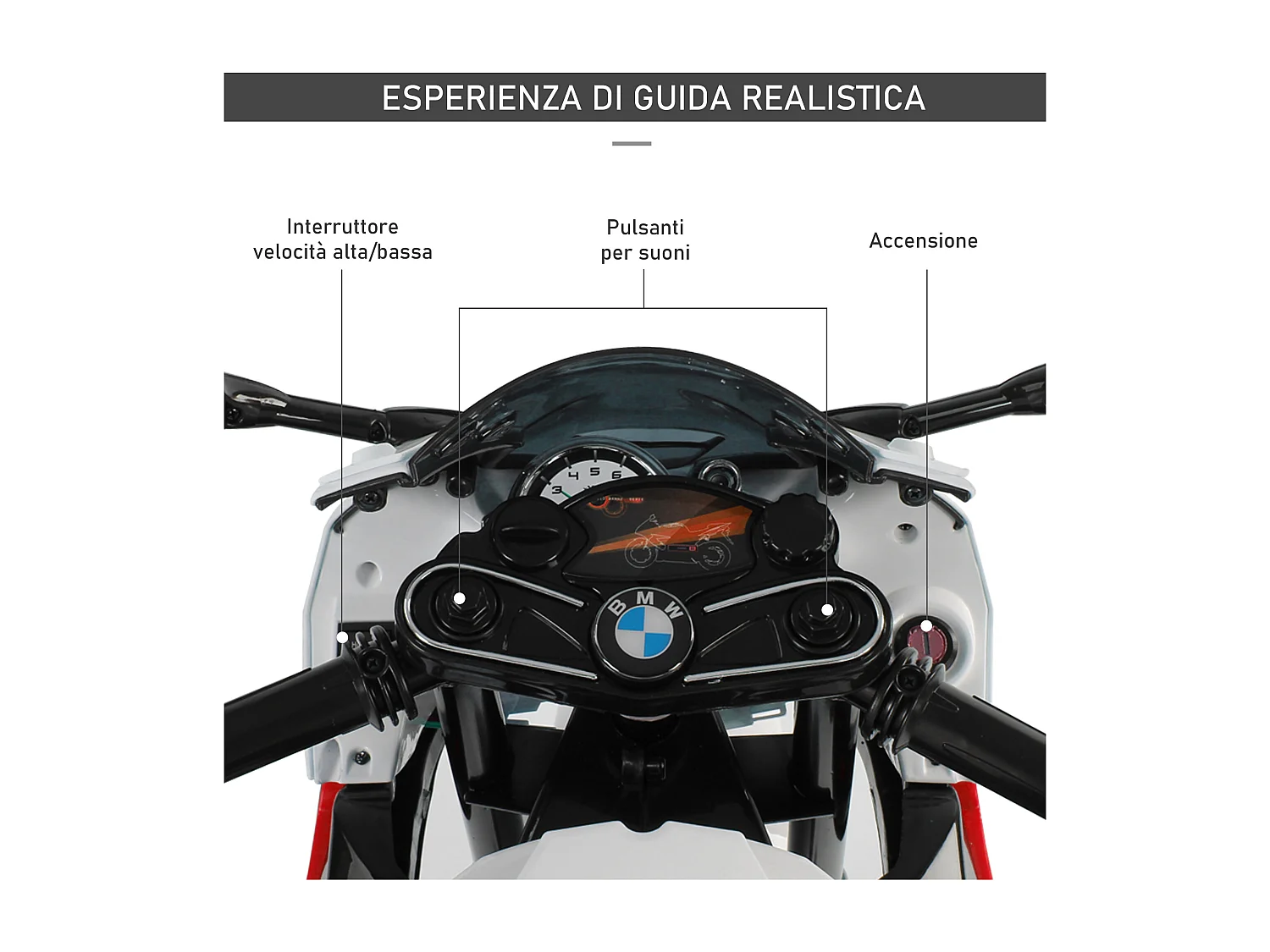 Moto elettrica per bambini bmw batteria 12v con rotelle e luci