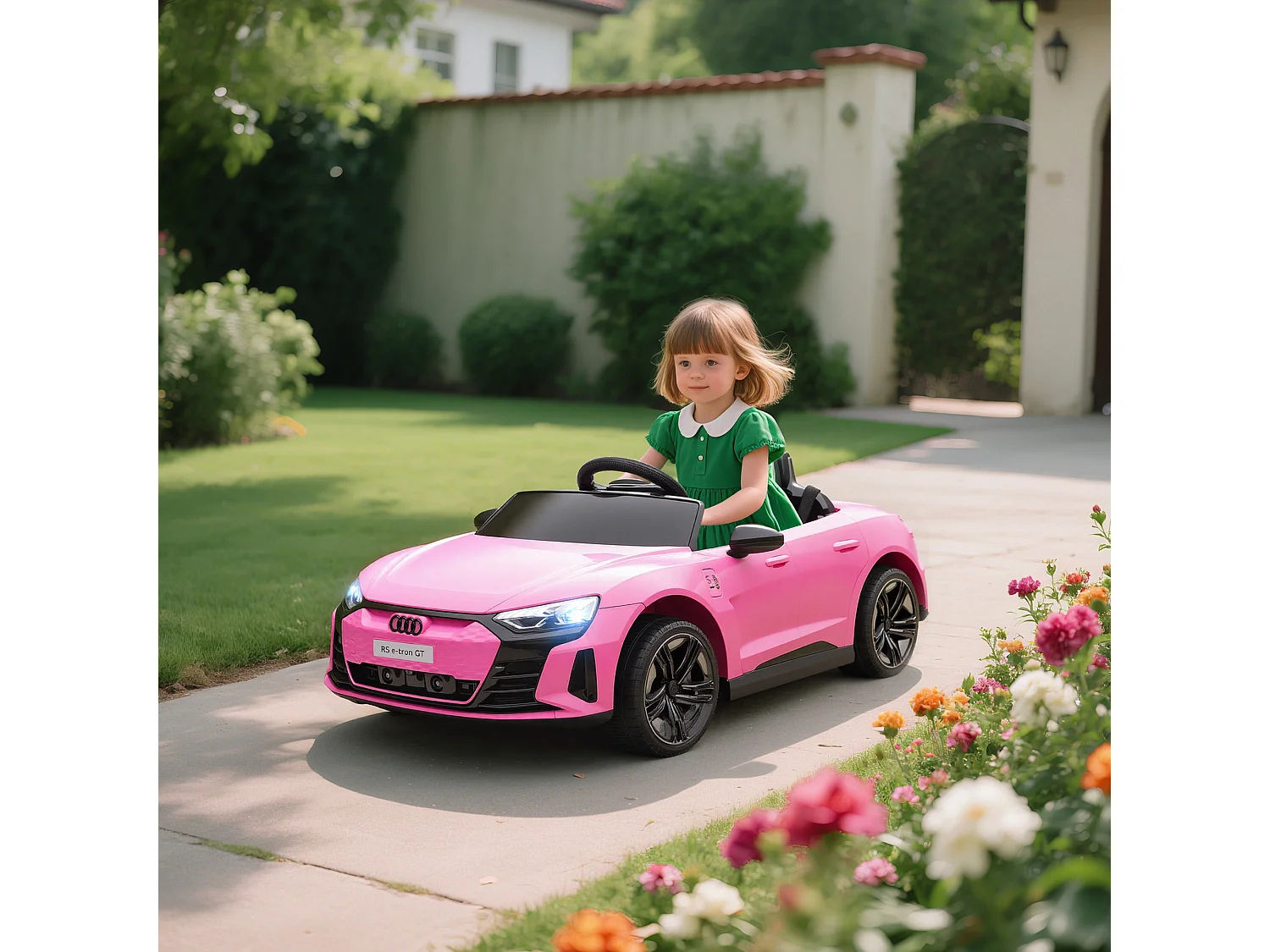 Macchina elettrica per bambini 3-5 anni con telecomando rosa